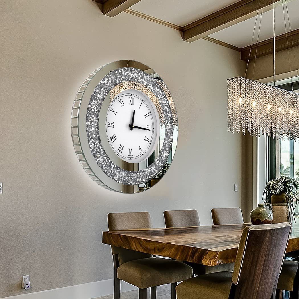 DecMode デュセモード Silver Round Mirror Clock ミラー掛時計