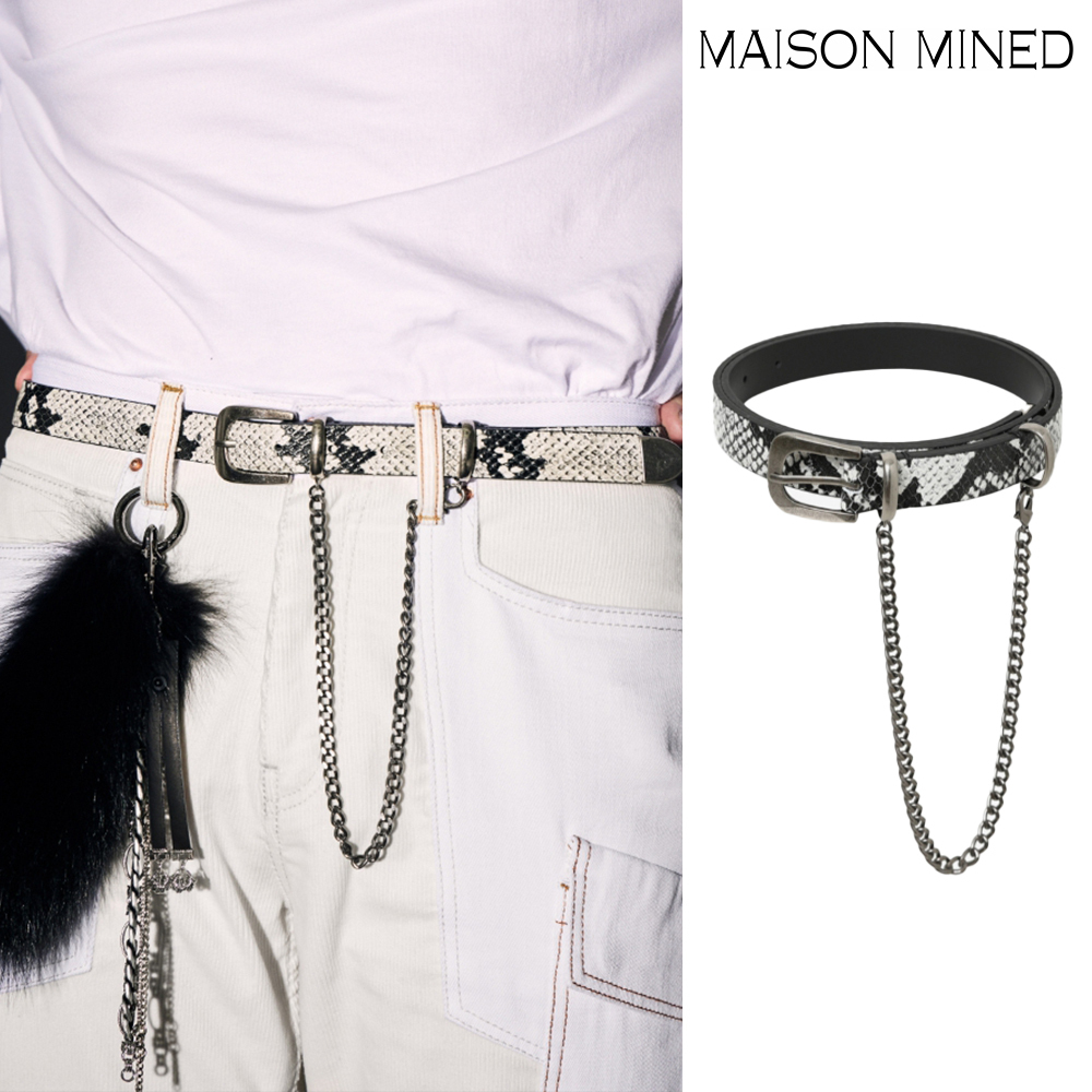 【MAISON MINED】SOLID WHITE CHAIN PYTHON BELT