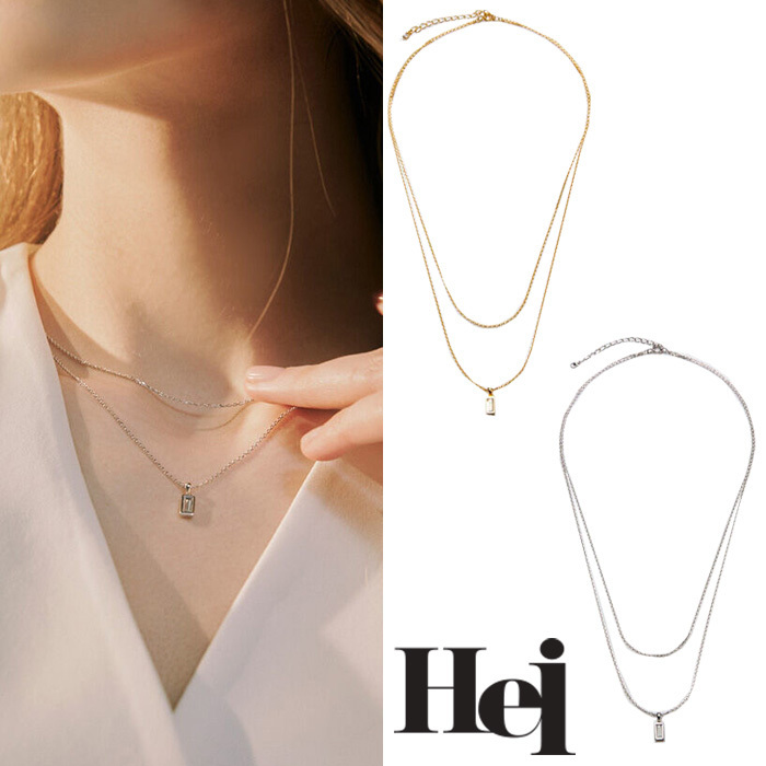 ★TWICE ミナ着用★Hei★送料込み★baguette layered necklace