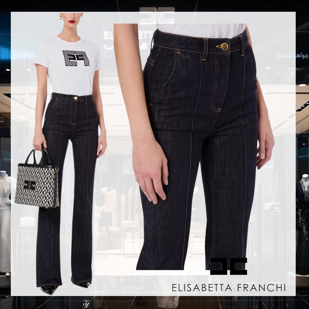 オリジナル 【ELISABETTA サイドポケット FRANCHI】ハイウエストジーンズ パンツ オリジナル 【ELISABETTA サイドポケット FRANCHI】ハイウエストジーンズ パンツ