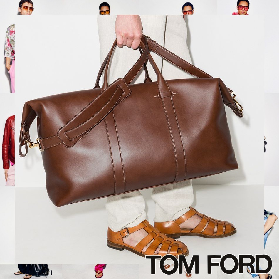 TOM FORD Buckley カーフレザー ボストンバッグ ブラウン