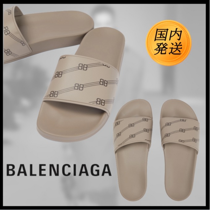 希少♪【国内発送★BALENCIAGA】ロゴ入り ラバー スライド ロゴ