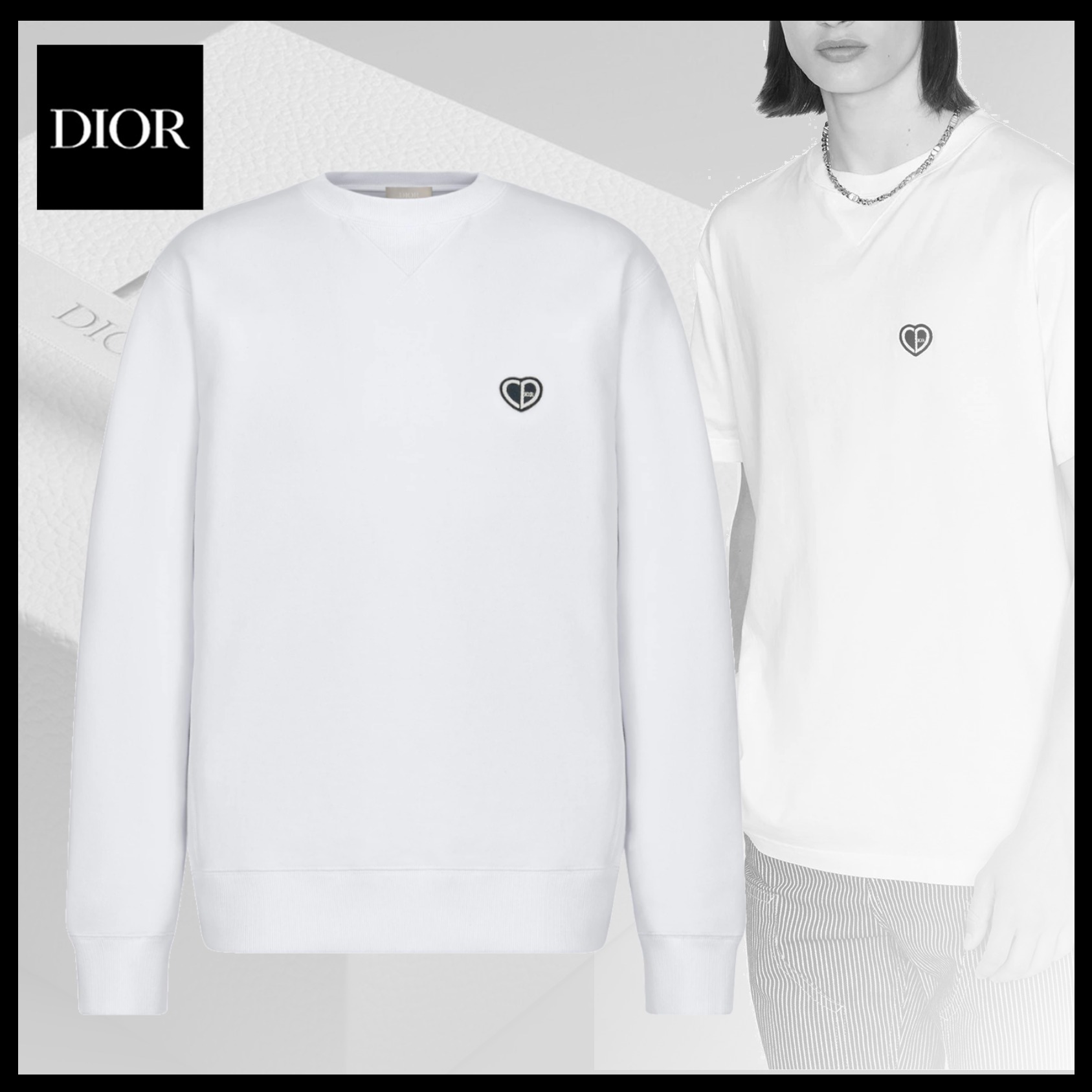 Shop Christian Dior Sweatshirt with 'cd heart' patch ...