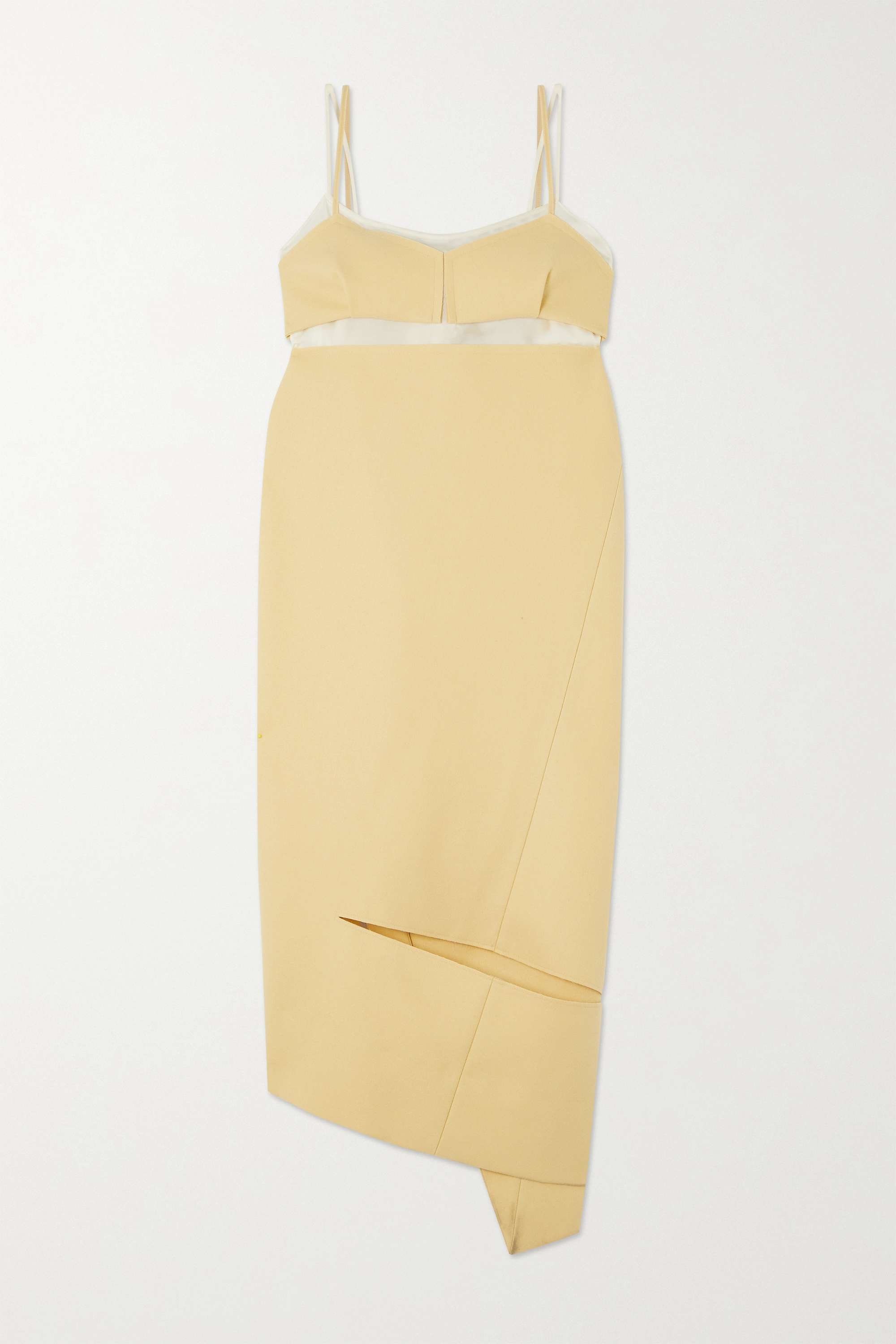【SACAI】paneled wool-crepe and chiffon ミディ ドレス