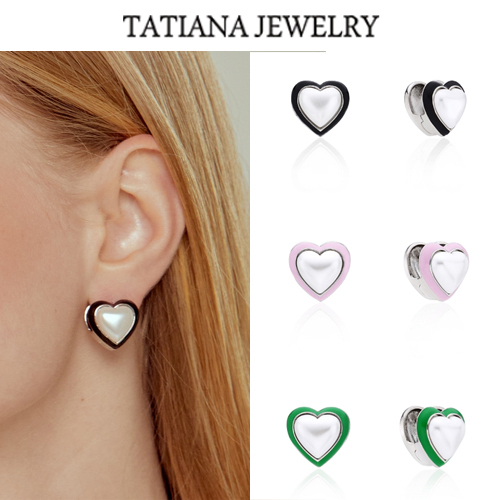 ★韓国人気★TATIANA★Bold Heart Pearl One-Touch Earring