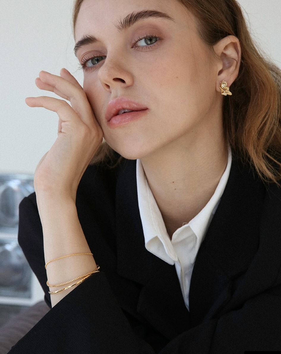 韓国発【LAZY DAWN】bangle layered chain bracelet B034 (LAZY