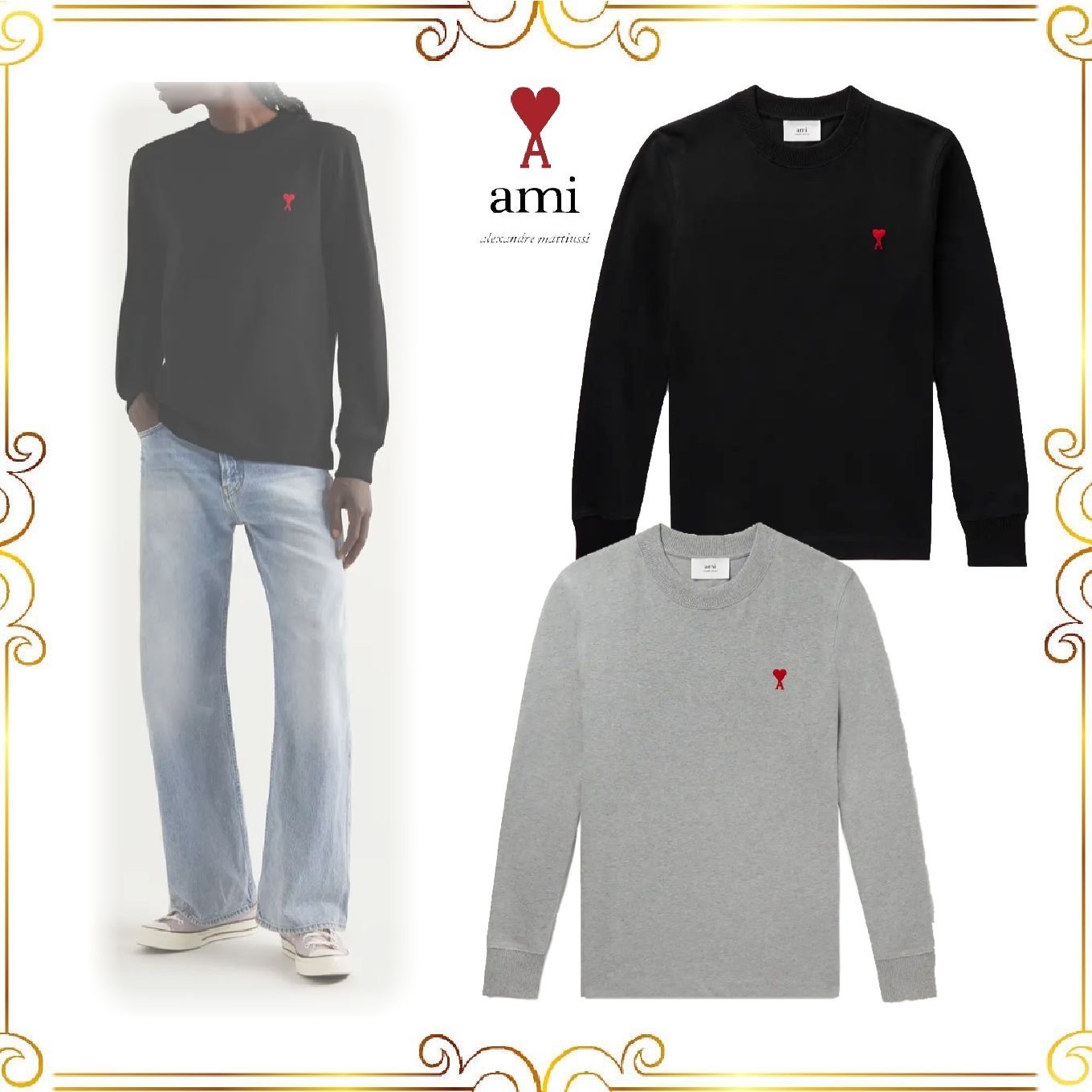 関税込】◇AMI Paris アミパリ◇ロゴ ナイロン 折りたたみ財布 (AMI