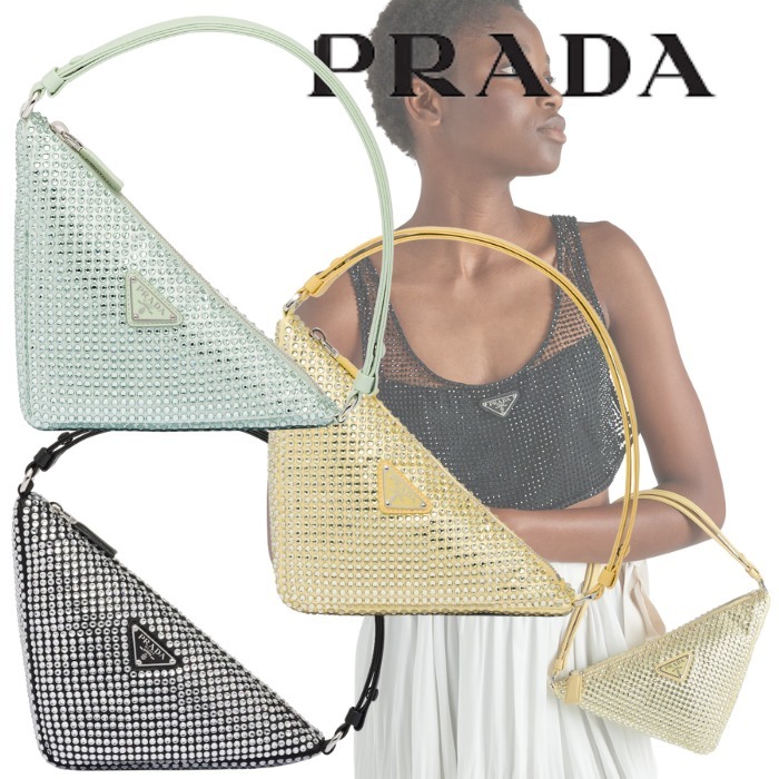 新作♪PRADA クリスタルスタッズ付きサテンポーチ - www ...