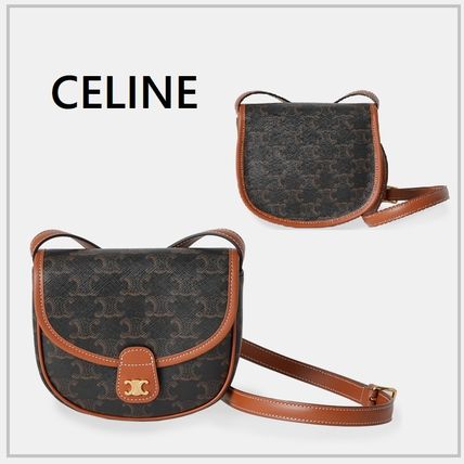 CELINE Shoulder Bags Mini besace in triomphe canvas and calfskin