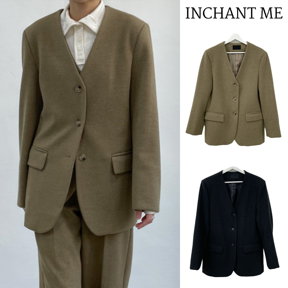 【INCHANT ME】Kale Collarless Blazer Jacket