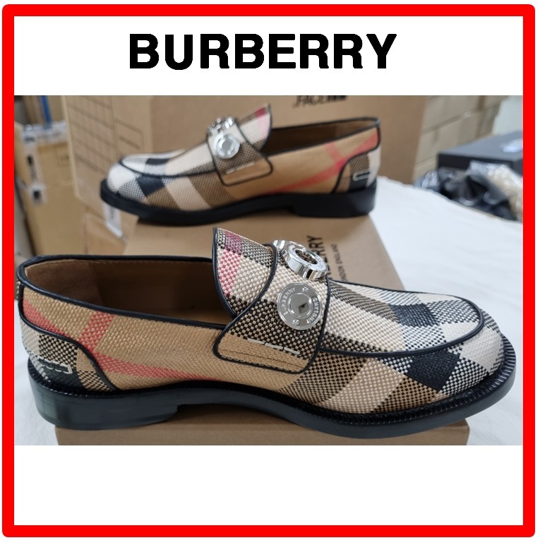 ☆【BURBERRY】☆Burberry ロゴチェックナイロン ローファ.ー☆