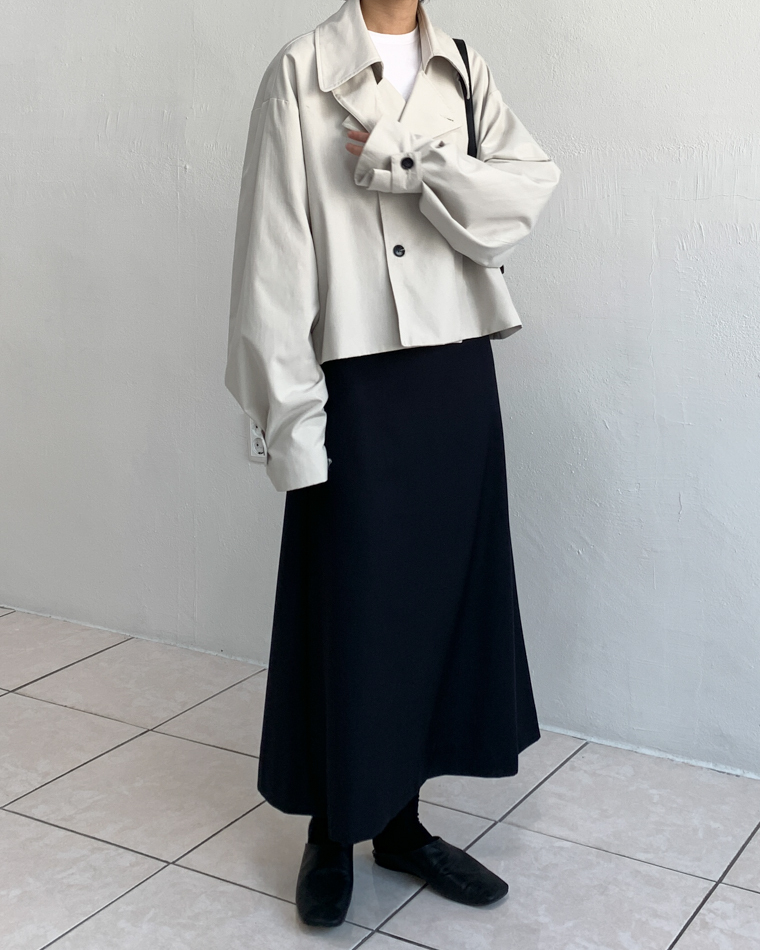 INCHANT ME】High Neck Crop Overfit Trench Jacket