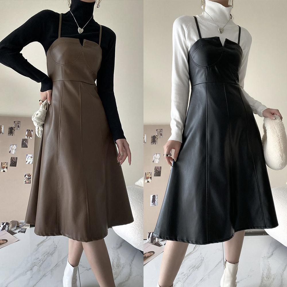 CHICWISH★PUレザーキャミワンピース☆