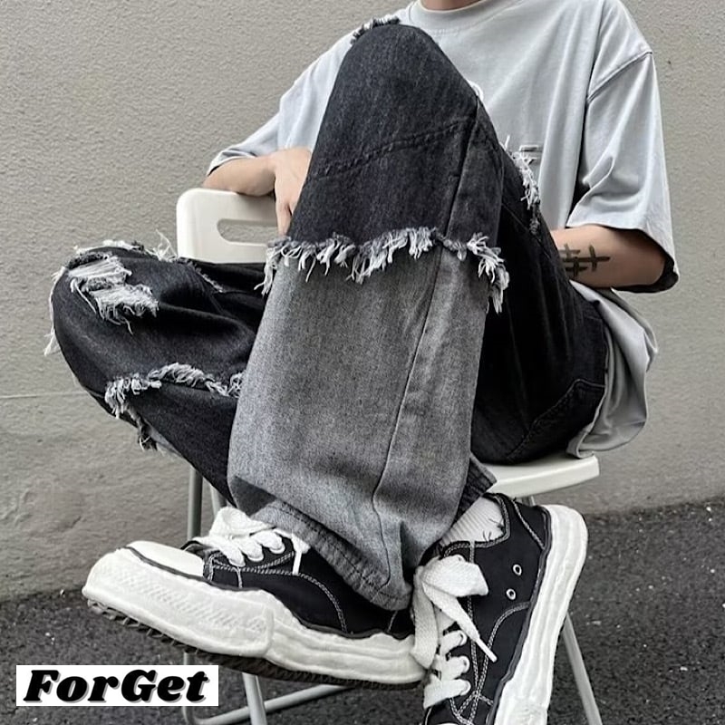 ワイド ルーズ デニム ストリート ユニセックス 韓国 cr8155 org.jpg