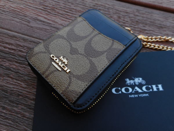 COACH シグネチャー ジップ カードケース 小銭入れ C1885