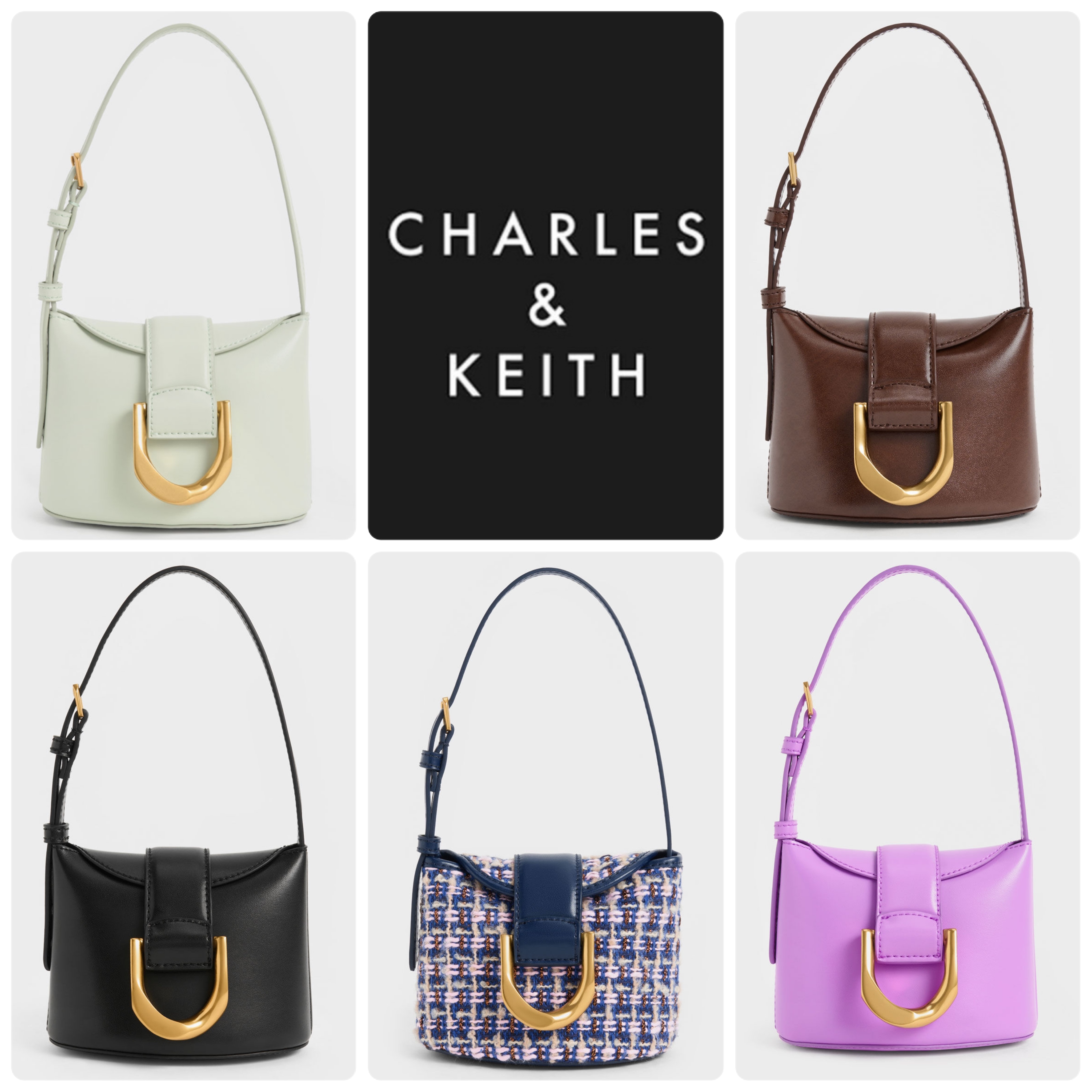 ■CHARLES & KEITH■Gabine Bucket Bag バゲットバッグ/送料込