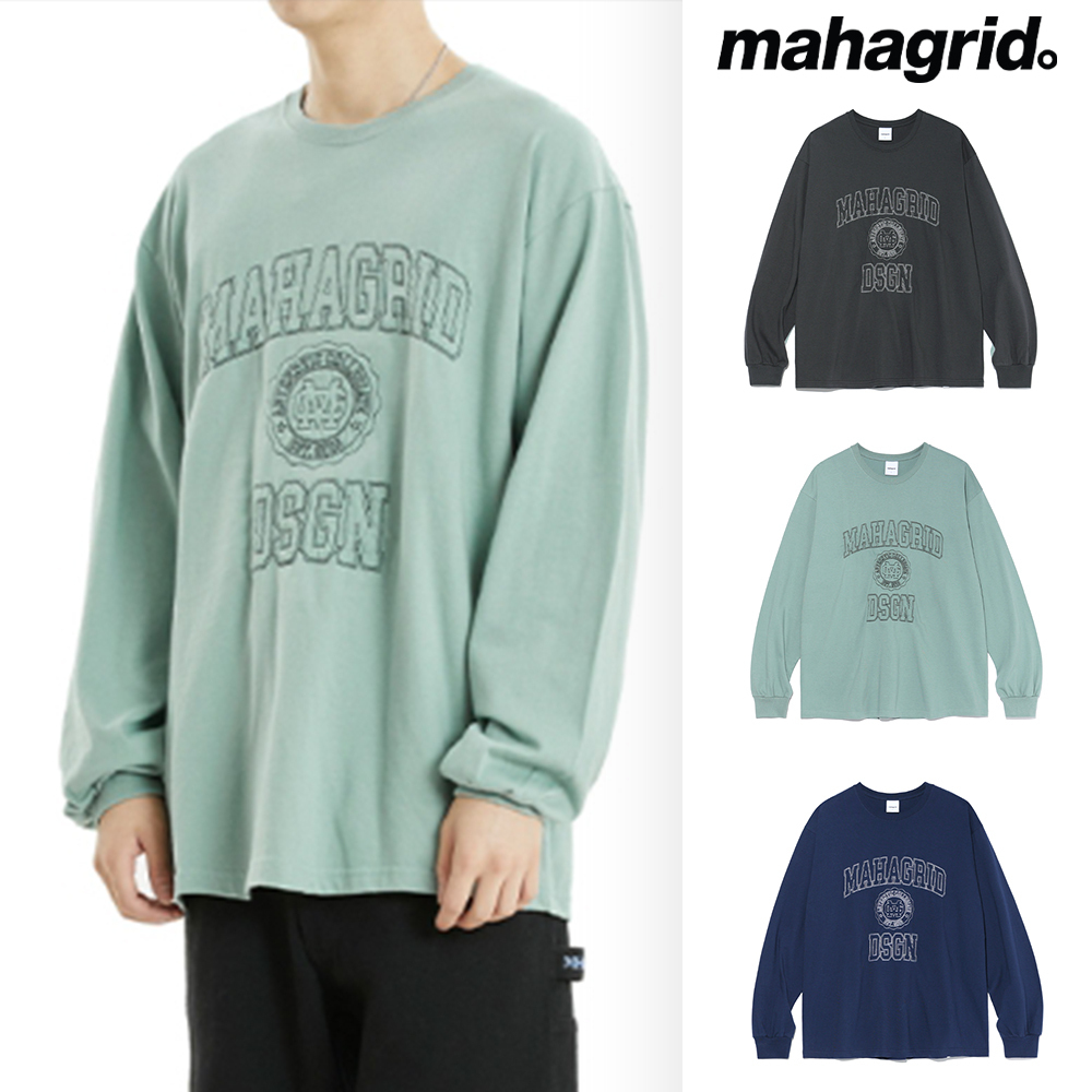 【mahagrid】22FW★ STITCH COLLEGE LOGO LS TEE