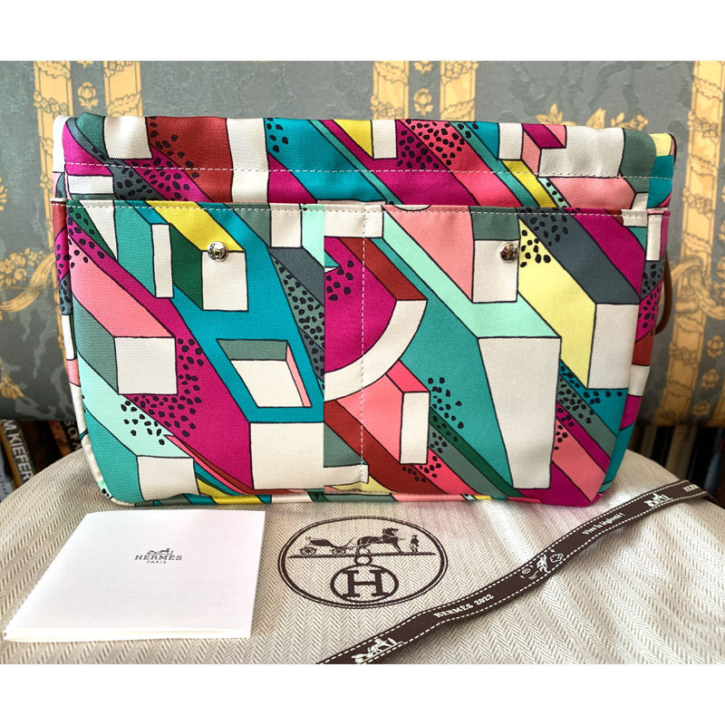 HERMES 稀少限定! フールビ Fourbi 25 バッグインバッグ シルク
