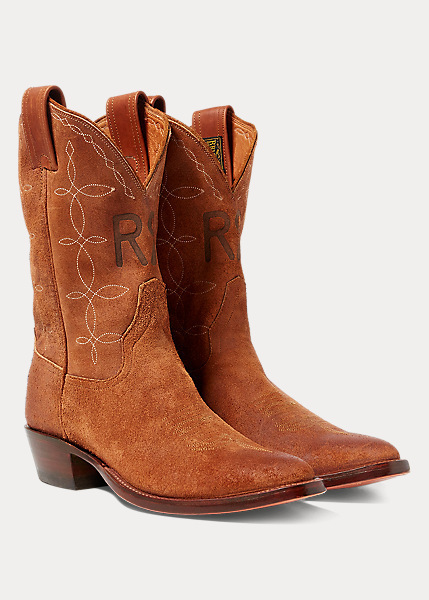 RRL (Double RL) Plainview Suede Cowboy Boot Light Java 002 www