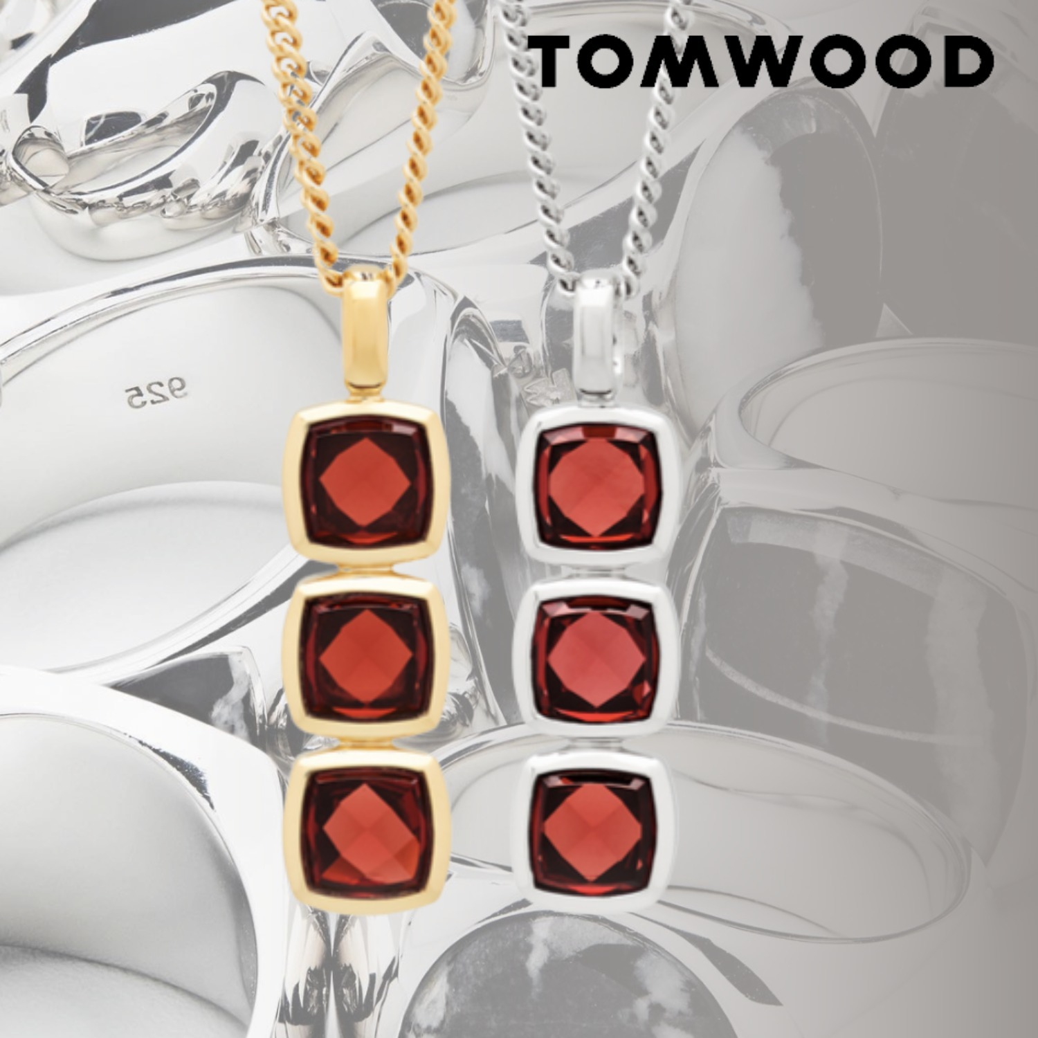 TOM WOOD トムウッド Cushion ネックレス Red Garnet ガーネット