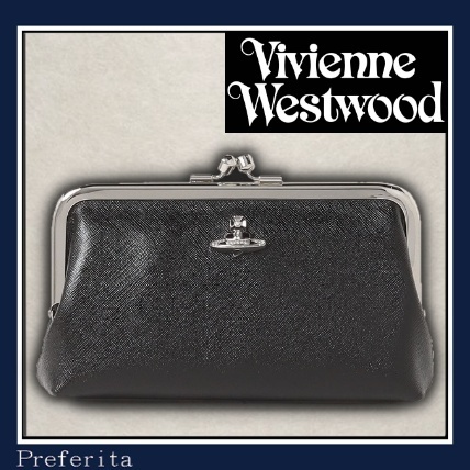 【Vivienne Westwood】口金ポーチ シンプル レザー DIAMANTE ORB