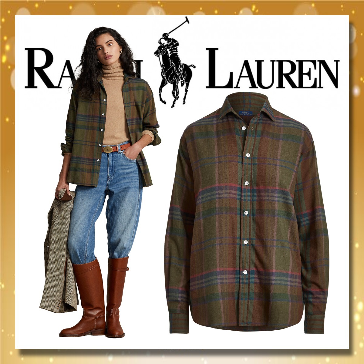 気質アップ RALPH ☆注目☆ LAUREN シャツ ウール コットン プレイド ブラウス・シャツ 気質アップ RALPH ☆注目☆ LAUREN シャツ ウール コットン プレイド ブラウス・シャツ