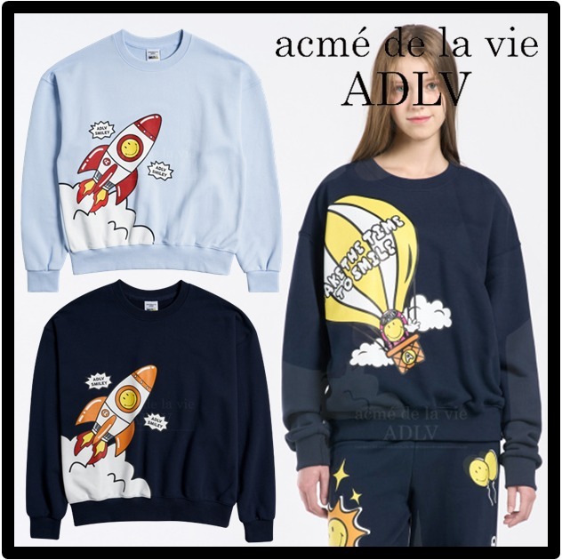 ★関税込★ACME DE LA VIE X Smiley★ROCKET ARTWORK SWEATSHIRT