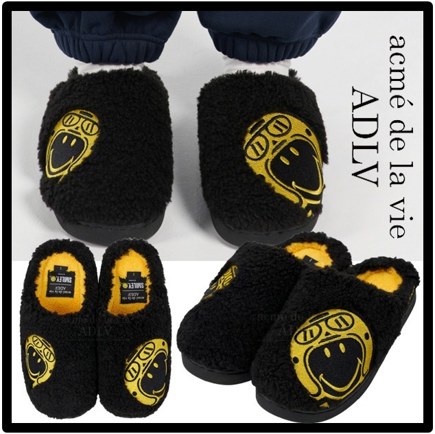 ☆関税込☆ACME DE LA VIE X Smiley★BIKER SMILEY ROOM SLIPPER
