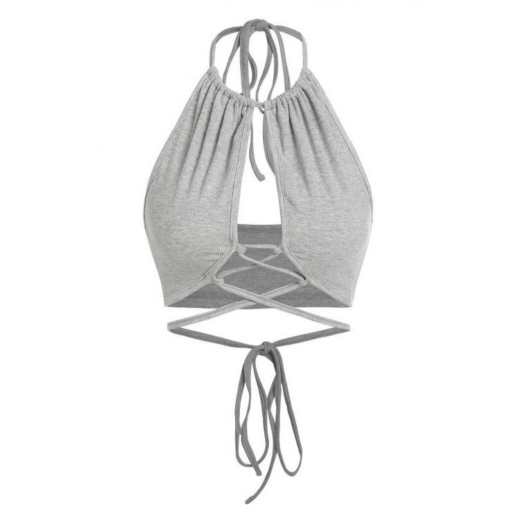交換無料! ZAFUL 日本未入荷・送料無料 Ribbed Top Halter Laceup Cutout タンクトップ 交換無料! ZAFUL 日本未入荷・送料無料 Ribbed Top Halter Laceup Cutout タンクトップ