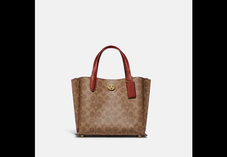 良質 COACH C8562 Canvas Signature In 24 Tote Willow トートバッグ