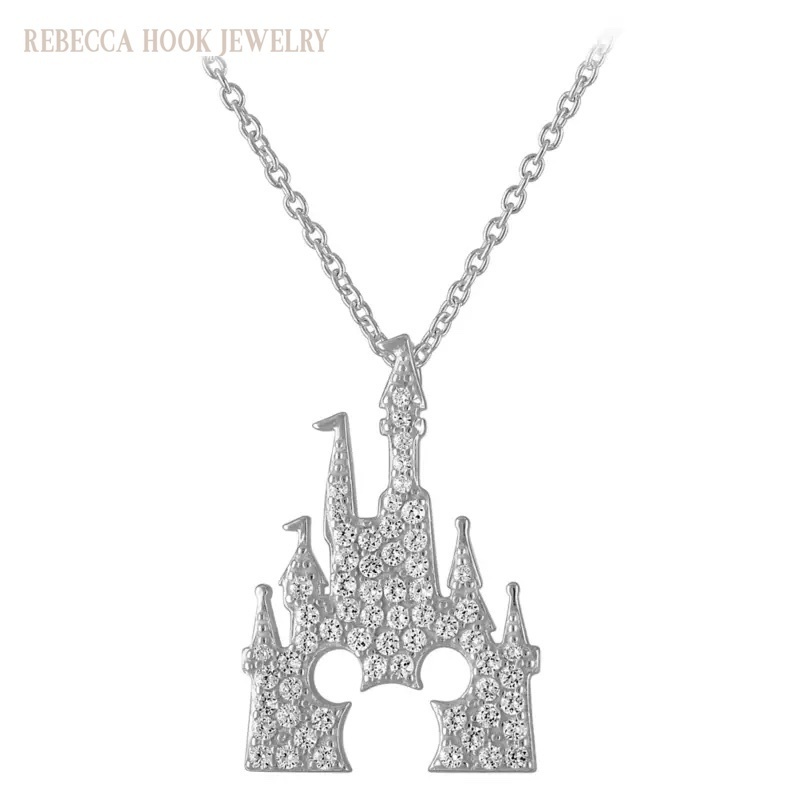 ☆Rebecca Hook☆ミッキー＆お城 シルバーネックレス 大