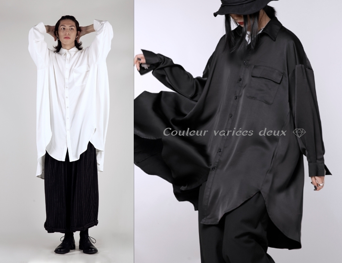 メンズ ロングシャツ とろみ ユニセックス オーバーサイズ 1125