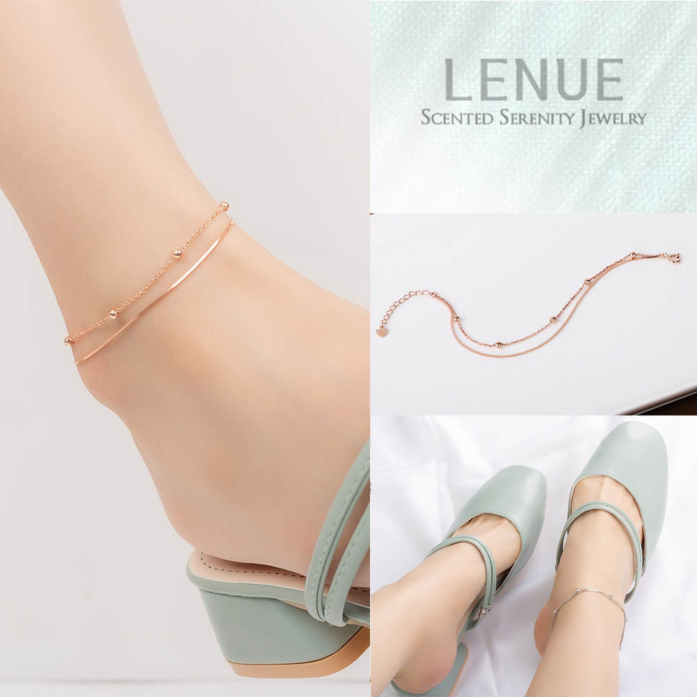 Lenue☆香水ジュエリー☆Snake ball chain layered anklet_3色♪