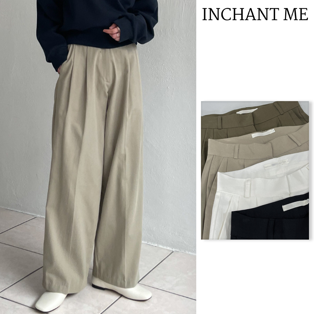 【INCHANT ME】Bow Cotton High Waist Wide Pants