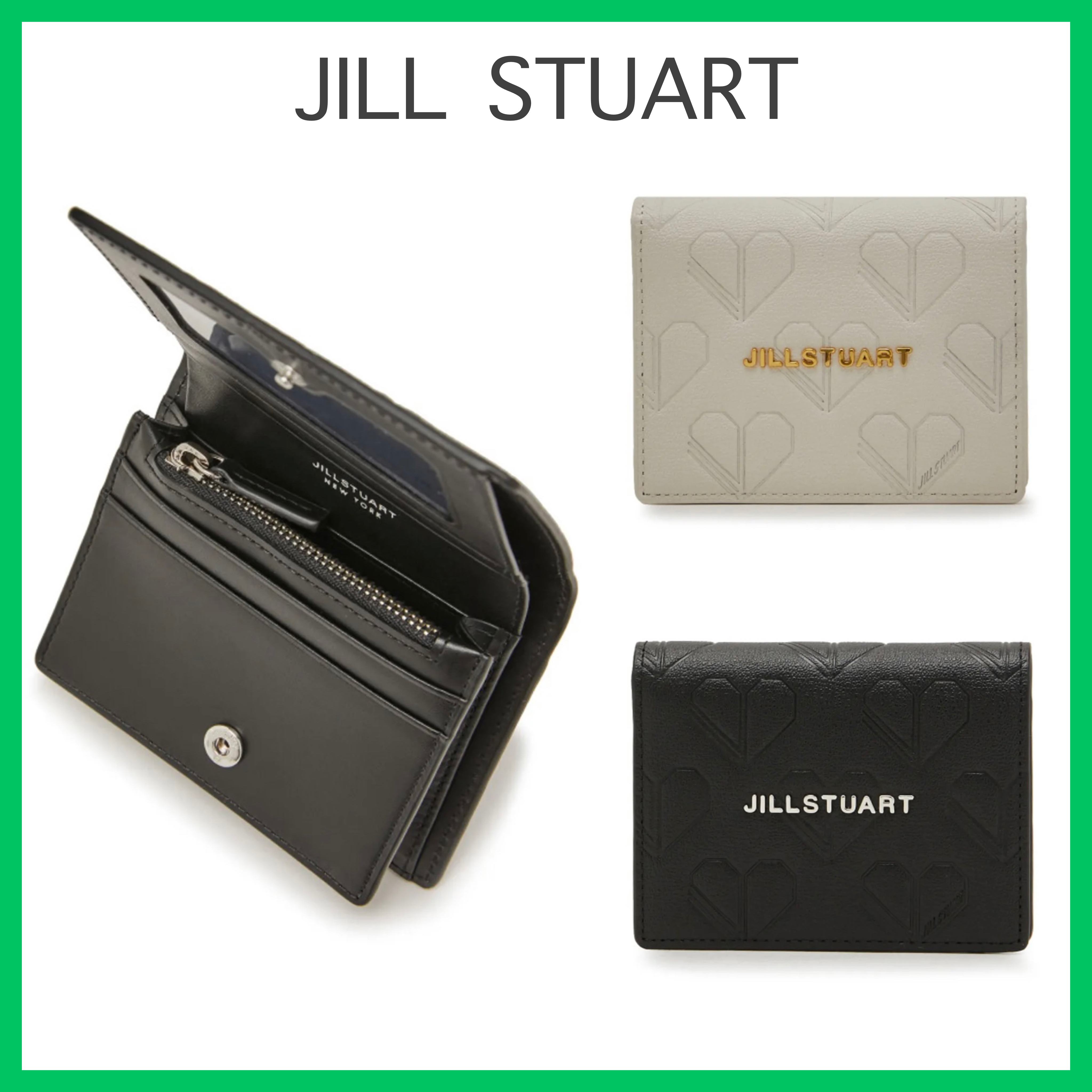 ☆JILLSTUART☆ レザー ハート パターン 折りたたみ財布 2色