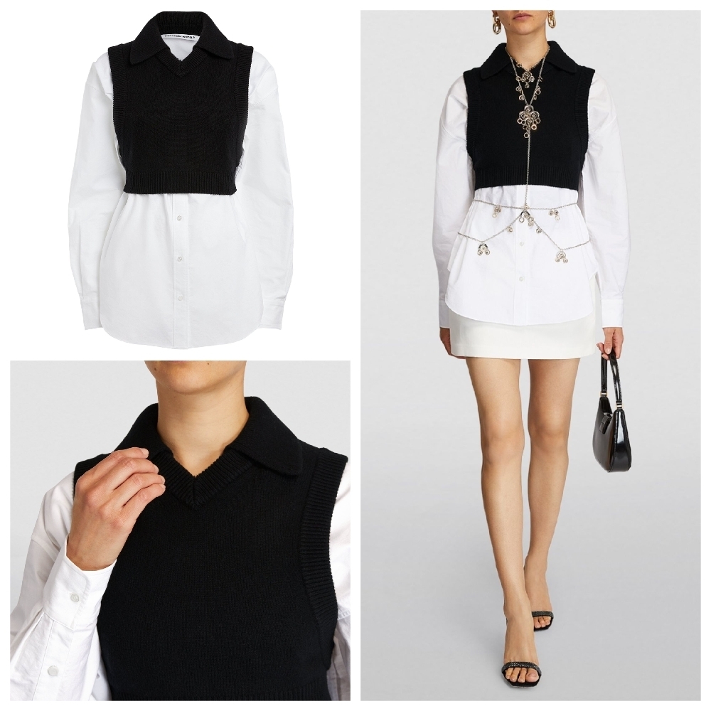 【メール便送料無料対応可】 ★関税込★Alexander Wang★ ニットボディスシャツ クラシック♪ ブラウス・シャツ 【メール便送料無料対応可】 ★関税込★Alexander Wang★ ニットボディスシャツ クラシック♪ ブラウス・シャツ