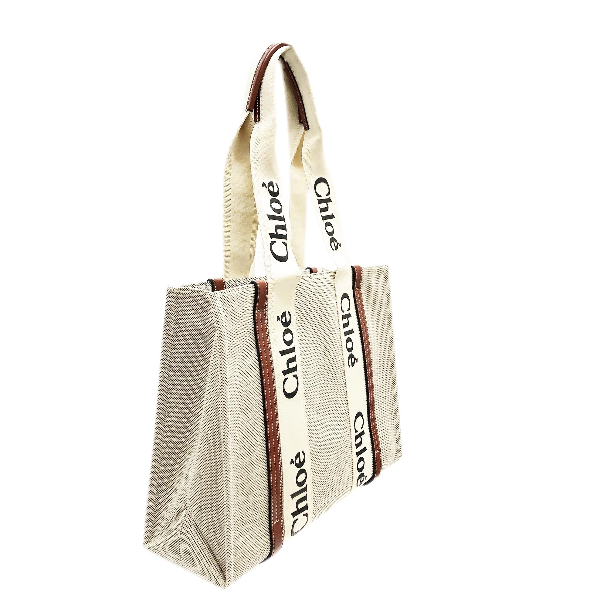 Chloe CHC22AS383 J28 90U WOODY MEDIUM TOTEバッグWH/BR1(新品)