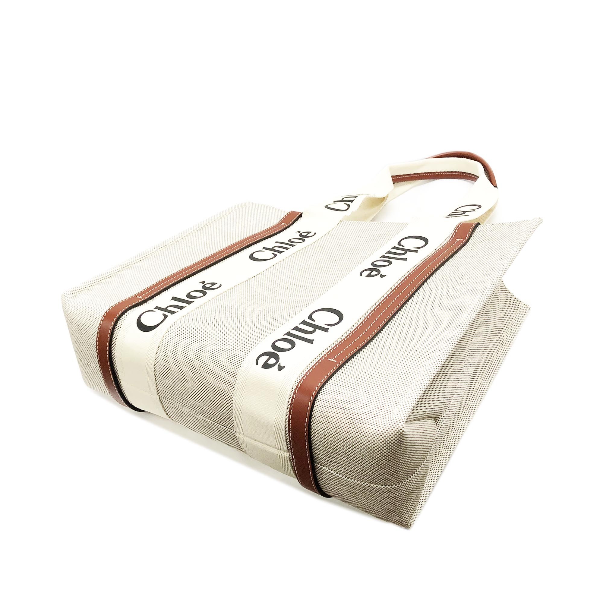 Chloe CHC22AS383 J28 90U WOODY MEDIUM TOTEバッグWH/BR1(新品)