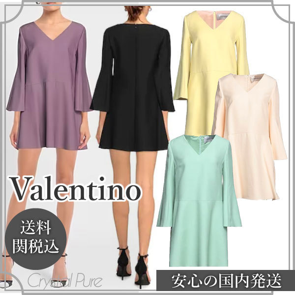 Valentino♦Vネック クレープ ミニワンピ 送料関税込
