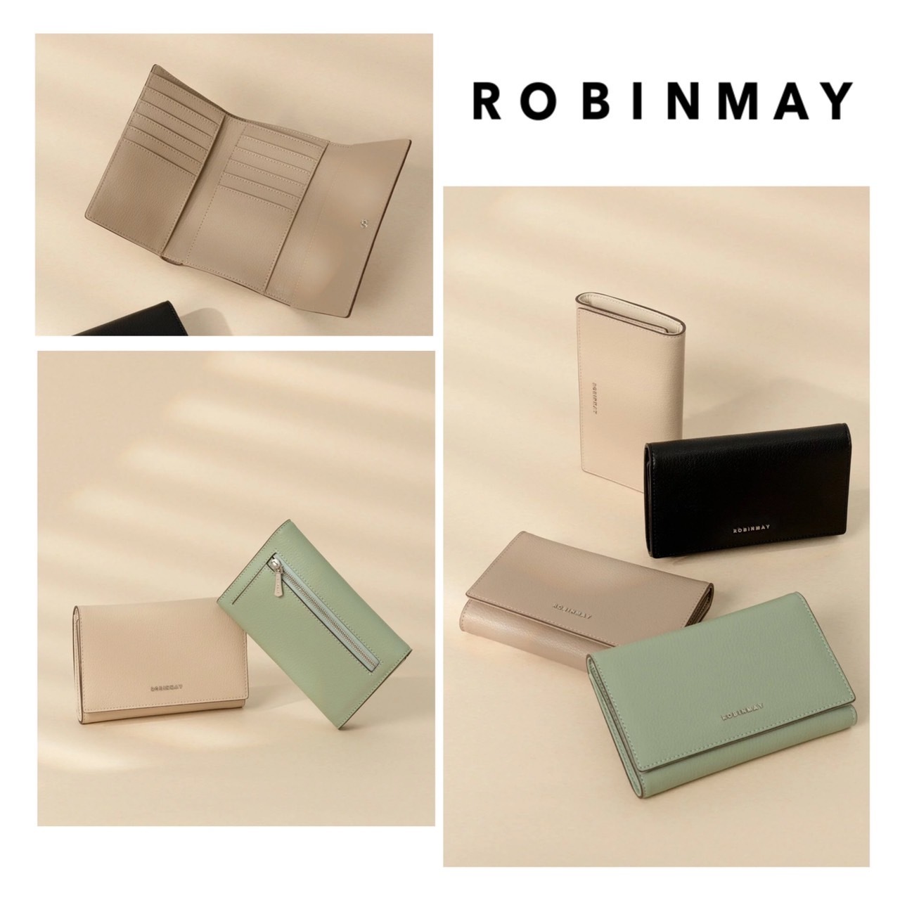 追跡有★ROBINMAY 本革 収納たっぷり 三つ折り財布 WL034