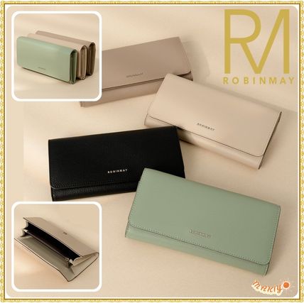 ROBINMAY Long Wallets Plain Leather Logo Long Wallets