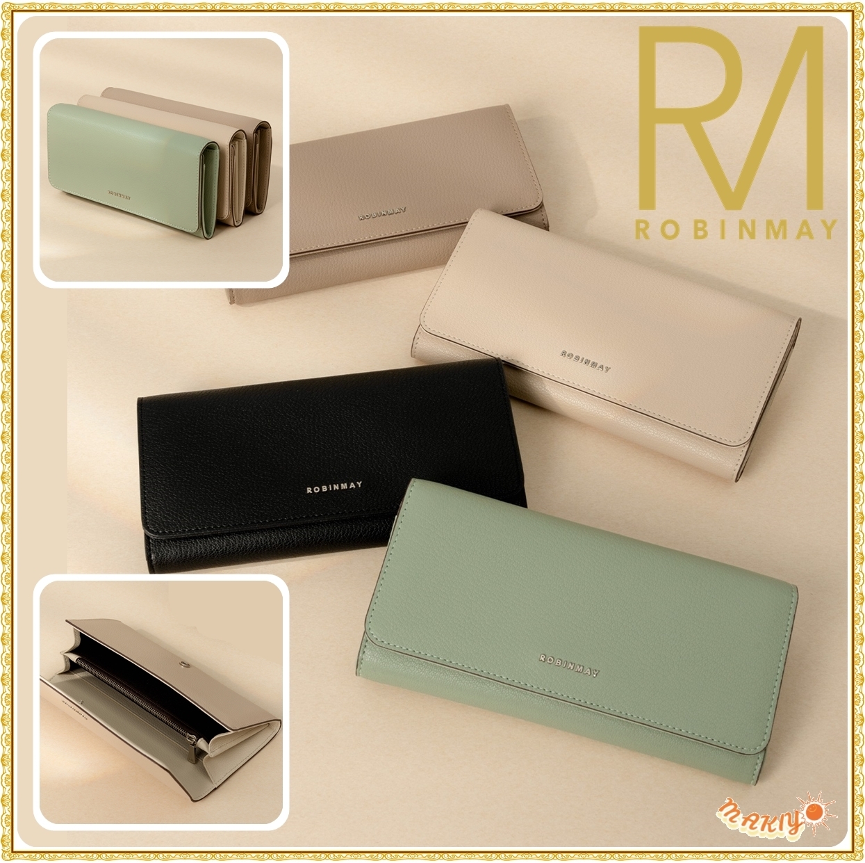 送料込★ROBINMAY★旋木真皮長夾★本革 長財布