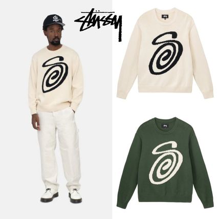 STUSSY Sweaters Unisex Street Style Long Sleeves Cotton Logo Skater Style