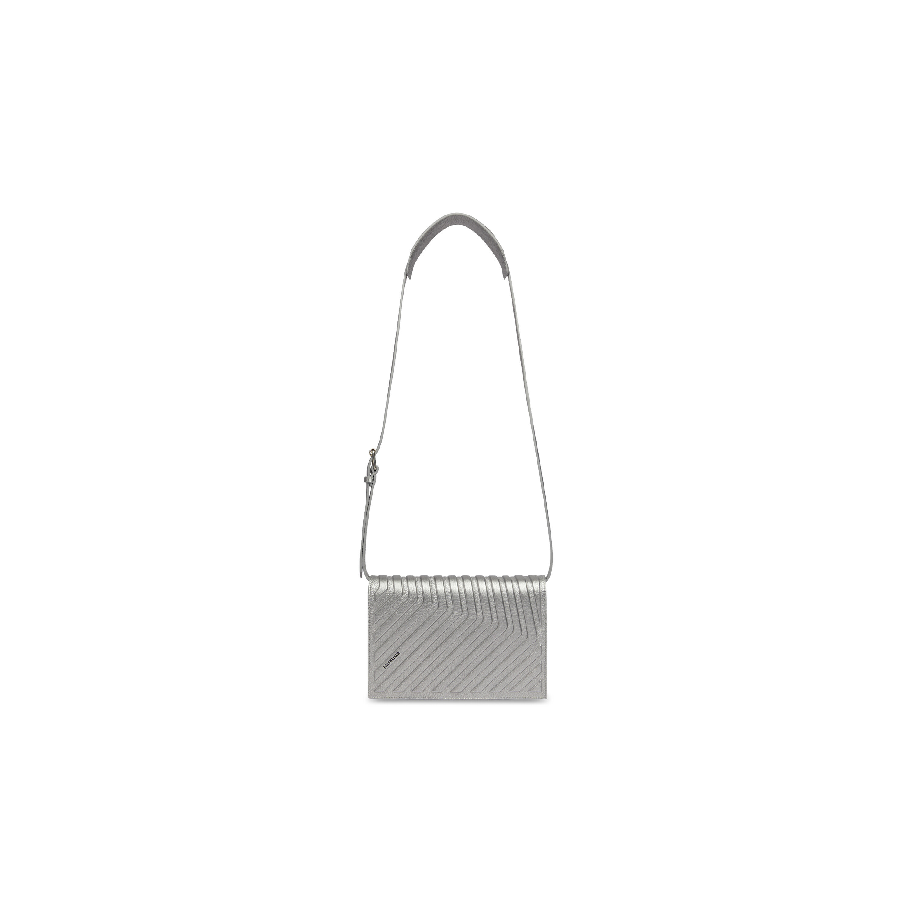 BALENCIAGA CAR FLAP ストラップ付バッグ シルバー カーフスキン BALENCIAGA CAR FLAP ストラップ付バッグ シルバー カーフスキン