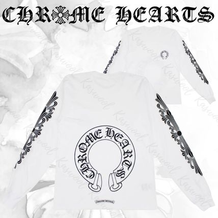 CHROME HEARTS Long Sleeve Crew Neck Unisex Street Style Long Sleeves Plain Cotton