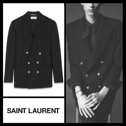 Saint Laurent Blazers DOUBLE-BREASTED JACKET IN CAMEL HAIR