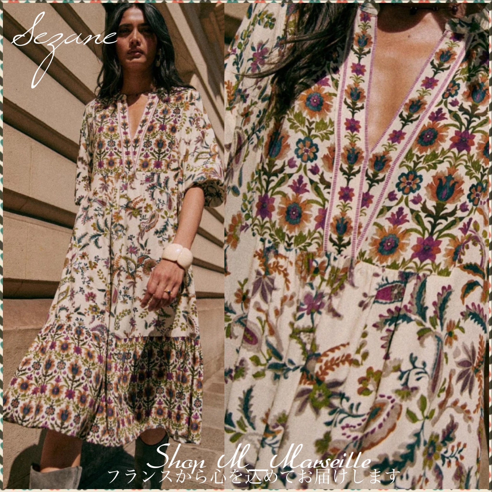 56 セザンヌ SEZANE 花柄 ブラウス カットソー トップス ワンピース