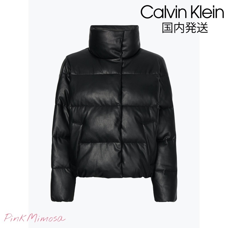 【特別送料無料!】 国内発送/Calvin Klein/フェイクレザーパファージャケット ダウンジャケット・コート 【特別送料無料!】 国内発送/Calvin Klein/フェイクレザーパファージャケット ダウンジャケット・コート