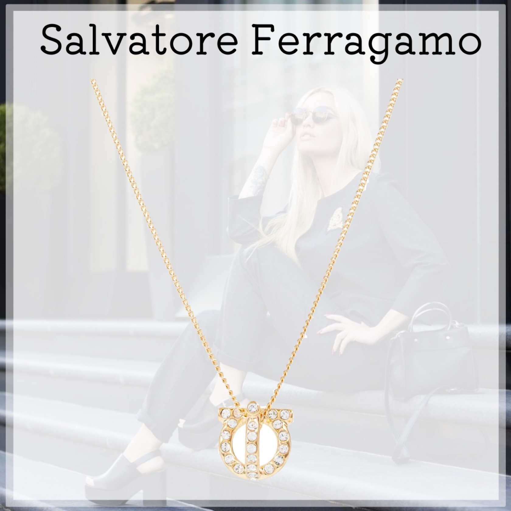 上品☆Salvatore Ferragamo☆ガンチーニクリスタル ネックレス