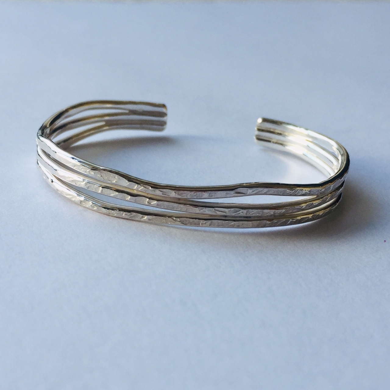 ブレスレット Hammered 3 Three Lines / Rows Sterling Silver925 Wave Bangle